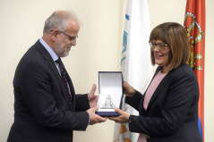 17 October 2019 National Assembly Speaker Maja Gojkovic with the Parliament Speaker of North Macedonia Talat Xhaferi